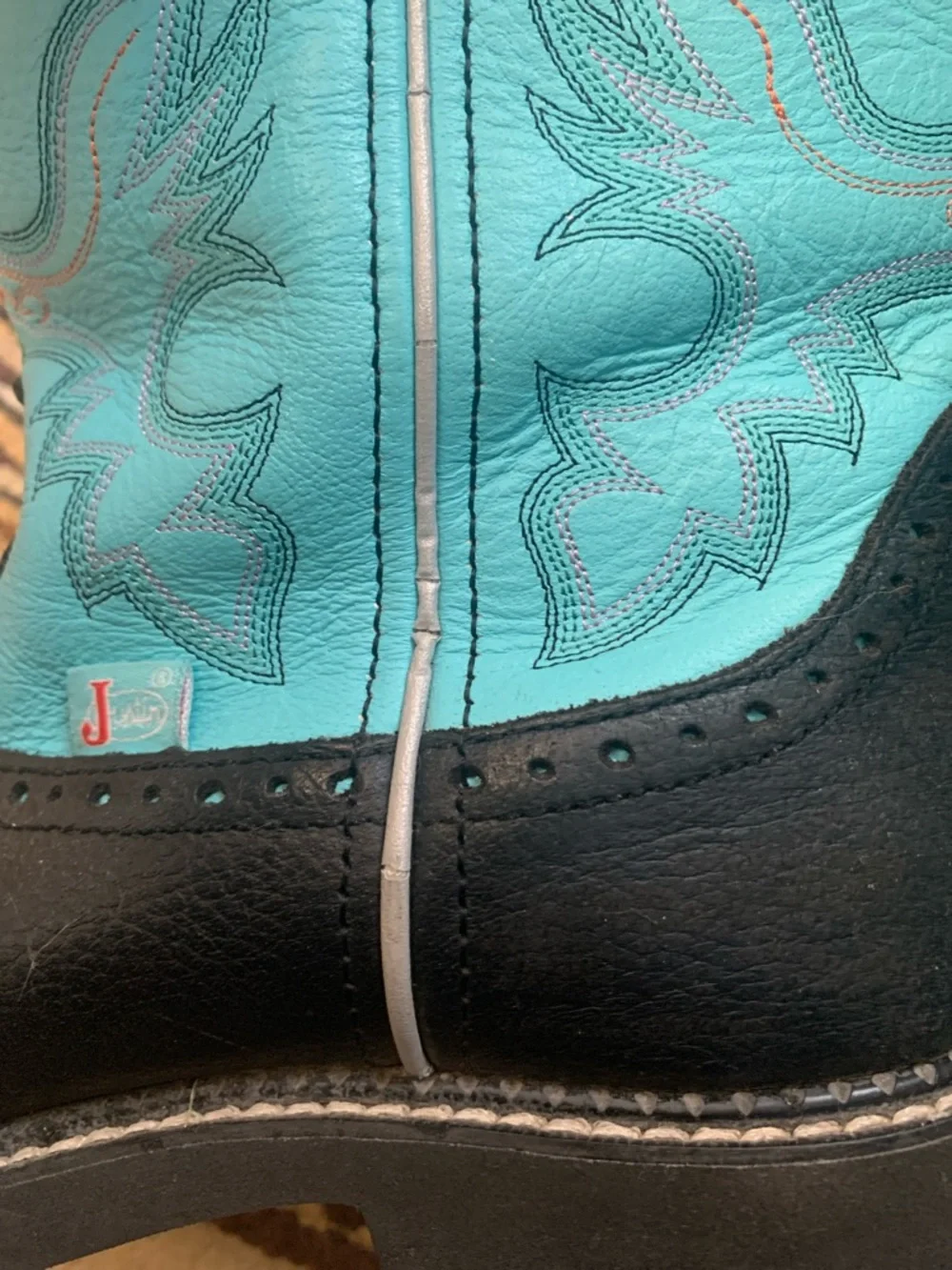 Justin Gypsy Boots Teal Shaft with Black Foot - Picture 12 of 13